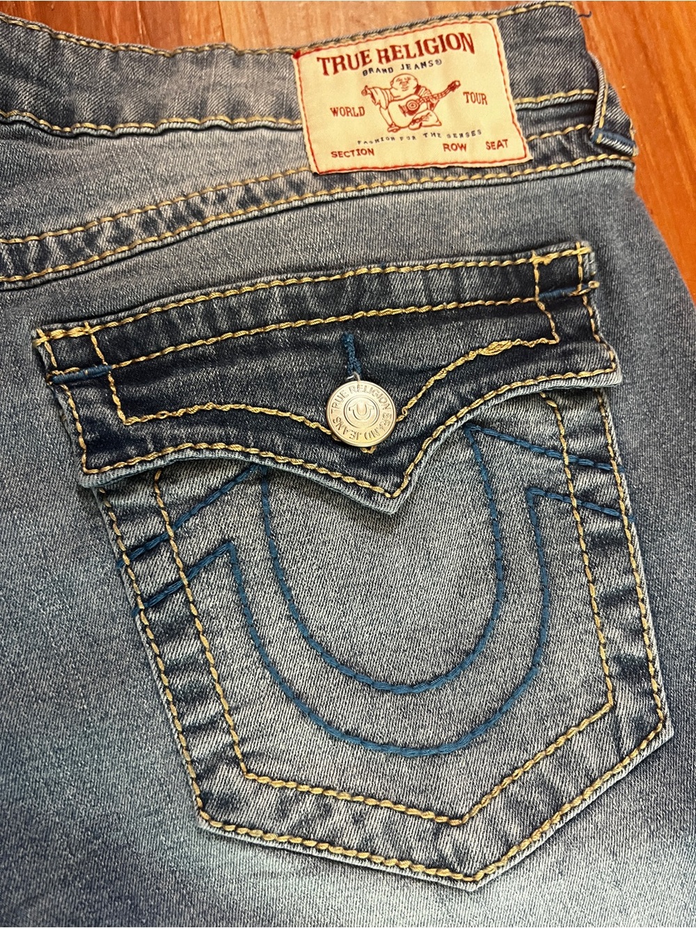 True Religion Women's Big T Flap Pocket Skinny Mid Rise Jeans Size 31